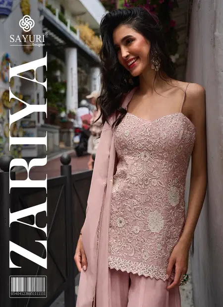 Zariya By Sayuri Mul Silk Embroiderey Work Kurti With Sharara Dupatta